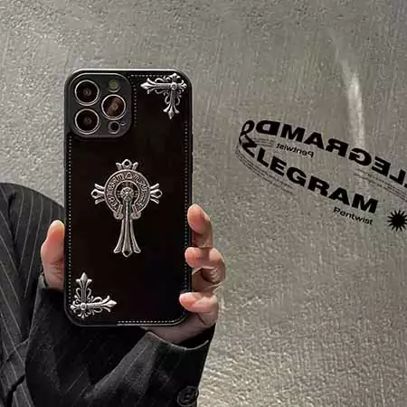 革クロームハーツスマホケースiphone16/15/14メタルロゴスマホケース Chrome Hearts ブランドロゴケースSC23071804