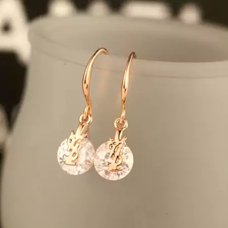 YSL フック式ピアス ビジュー入り
