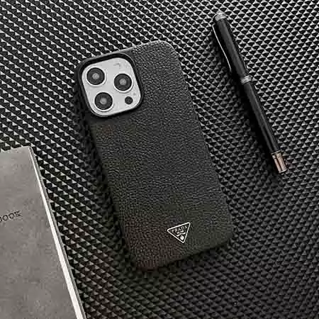 皮製 Google Pixel 9Pro/9ハイブランドケース ブラック プラダ 薄型 メタルロゴ ライチテクスチャ PradaスマホケースブランドロゴSC23091920