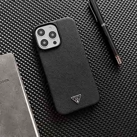 皮製 Google Pixel 9Pro/9ハイブランドケース ブラック プラダ 薄型 メタルロゴ ライチテクスチャ PradaスマホケースブランドロゴSC23091920