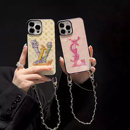 ピンク・パンサー アニメ YSL ルイヴィトン iphone16/16proケース 革 チェーン付き 薄型SC23091204