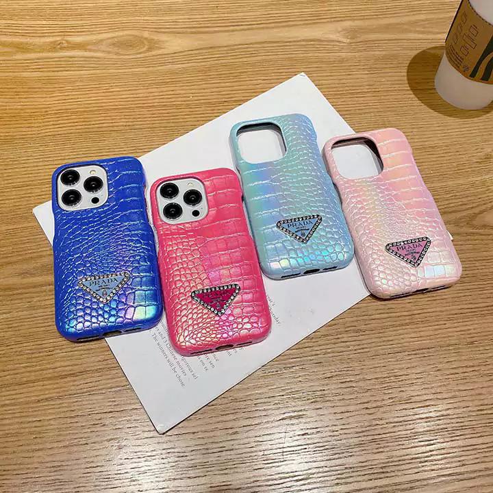 ワニ柄 レザー iphone16ケース プラダ ラインストーン付きiphone16pro/16plusケース メタルロゴ3D立体パターンPrada iphoneスマホケース ブランドSC23062106